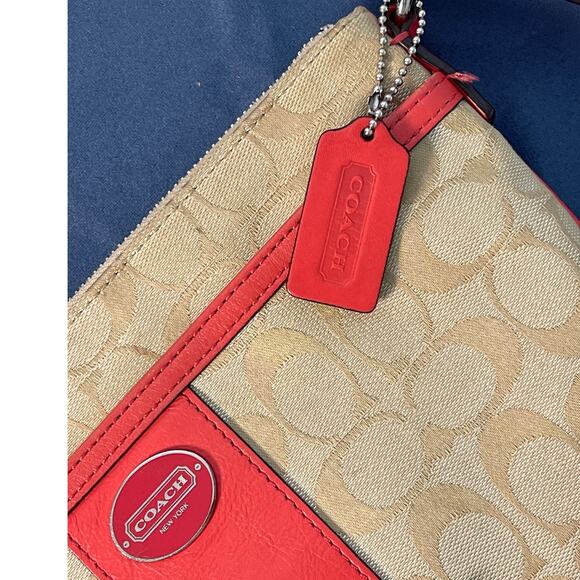 Coach Brown/Orange Signature Canvas and Leather Crossbody Bag - Picture 6 of 10